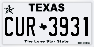 TX license plate CUR3931