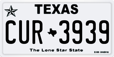 TX license plate CUR3939