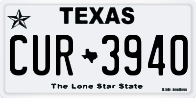 TX license plate CUR3940