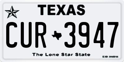 TX license plate CUR3947
