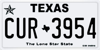 TX license plate CUR3954