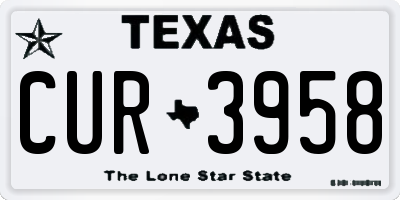 TX license plate CUR3958
