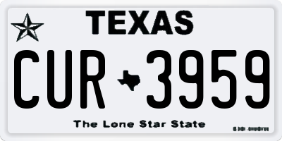 TX license plate CUR3959