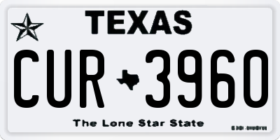 TX license plate CUR3960