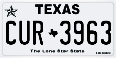TX license plate CUR3963