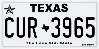 TX license plate CUR3965