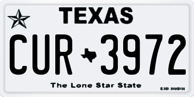 TX license plate CUR3972