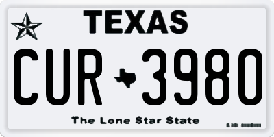 TX license plate CUR3980