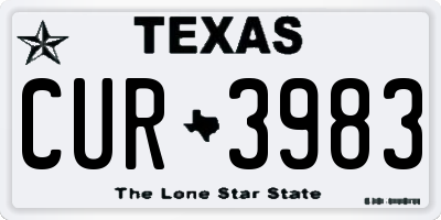 TX license plate CUR3983