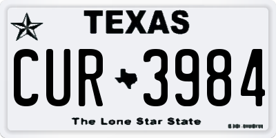 TX license plate CUR3984