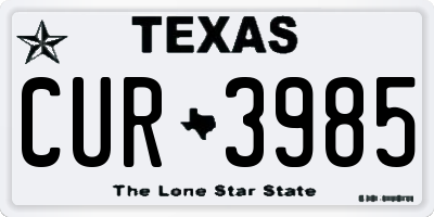 TX license plate CUR3985
