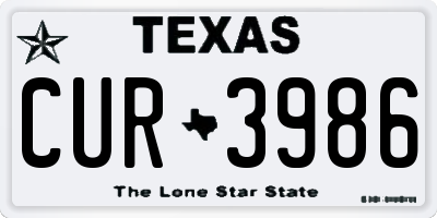 TX license plate CUR3986