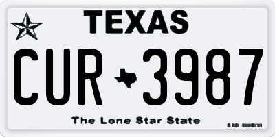TX license plate CUR3987