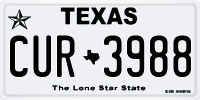 TX license plate CUR3988