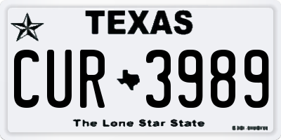 TX license plate CUR3989