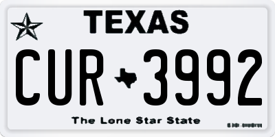 TX license plate CUR3992