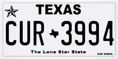 TX license plate CUR3994