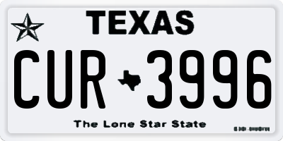 TX license plate CUR3996