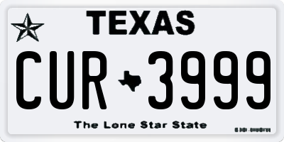 TX license plate CUR3999
