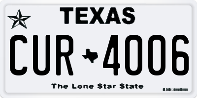 TX license plate CUR4006