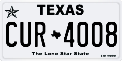 TX license plate CUR4008