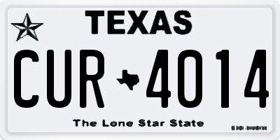 TX license plate CUR4014