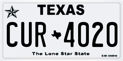 TX license plate CUR4020