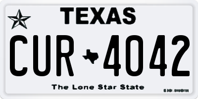 TX license plate CUR4042