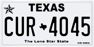 TX license plate CUR4045
