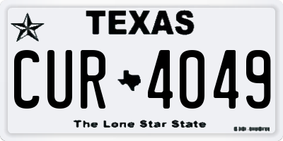 TX license plate CUR4049