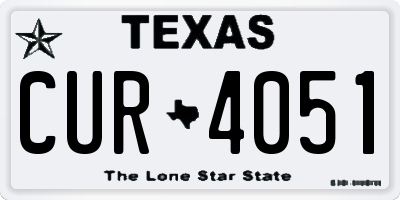 TX license plate CUR4051