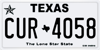 TX license plate CUR4058
