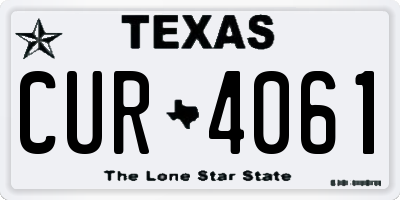 TX license plate CUR4061