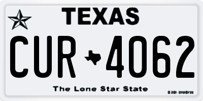 TX license plate CUR4062