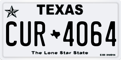 TX license plate CUR4064