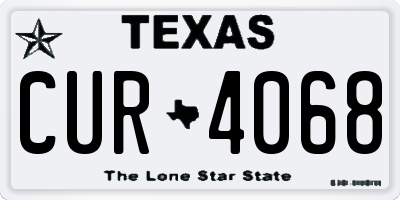 TX license plate CUR4068