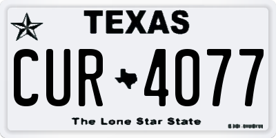 TX license plate CUR4077