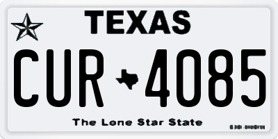 TX license plate CUR4085
