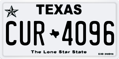 TX license plate CUR4096