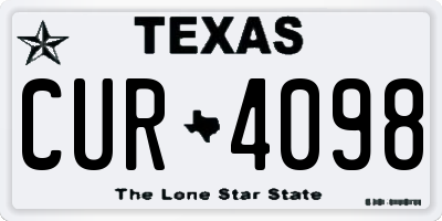 TX license plate CUR4098