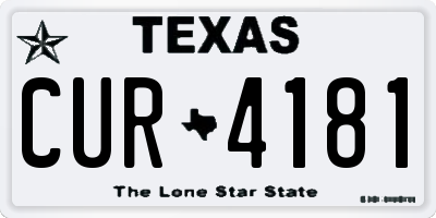 TX license plate CUR4181