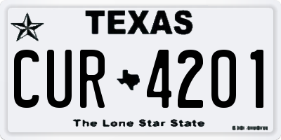TX license plate CUR4201