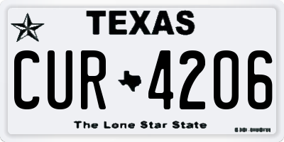 TX license plate CUR4206