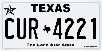 TX license plate CUR4221