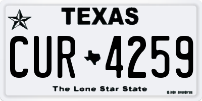 TX license plate CUR4259