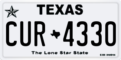TX license plate CUR4330