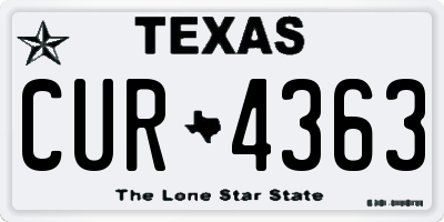 TX license plate CUR4363