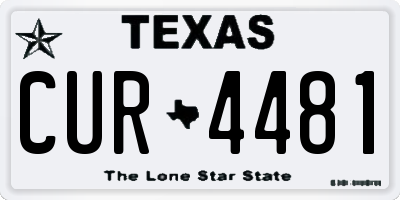 TX license plate CUR4481