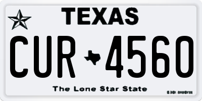 TX license plate CUR4560