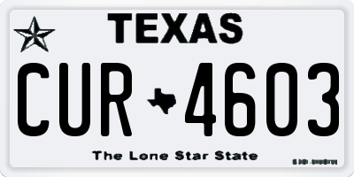 TX license plate CUR4603